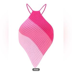 Striped Lace Up Backless Asymmetrical Hem Knit Top.